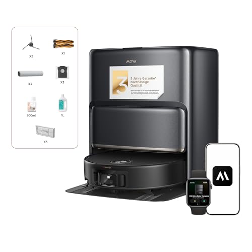 Mova Z60 Ultra Roller Complete Saugroboter mit Wischfunktion 28.000 Pa, LiftPro-Gehäuse, 8 cm Hindernisse, DToF+Dual Laser+RGB/LED-Hindernisvermeidung, AutoShield für Teppich, MaxiReach Mopp & Bürste