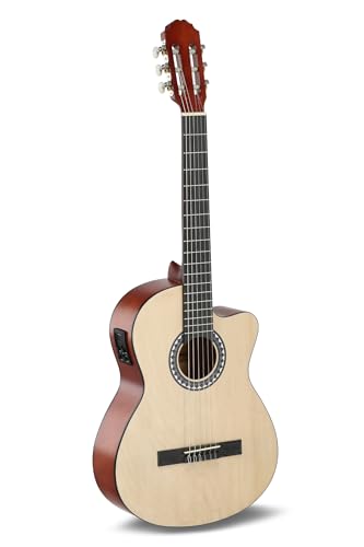 GEWA E-Acoustique Guitare Classique Basic - Classic Electro - 4/4 - Corps Tilleul - Micro 4-Band EQ avec accordeur - Cutaway - Couleur naturelle