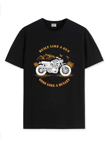 Image of ADRO Men's Royal Bike Design Printed 100% Cotton T-Shirt - Regular Fit, Printed T-Shirts for Men