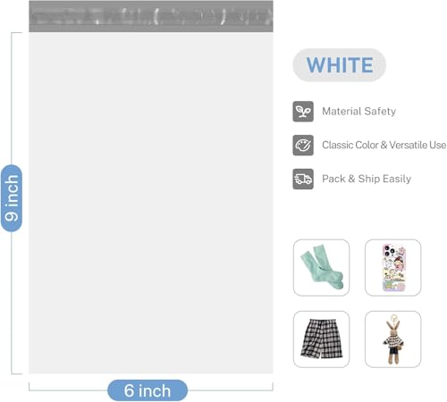 Image of Metronic Poly Mailers 6x9 1200 Pack White, Small Shipping Bags Bulk Mailing Envelopes for Small Business, Mailers Poly Bags for Shipping Self Seal Waterproof, Mailing Bag Packaging Bags