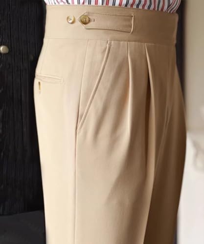 Men's High - Waisted Pleated Trousers: Stylish & Versatile Dress Pants for Men4