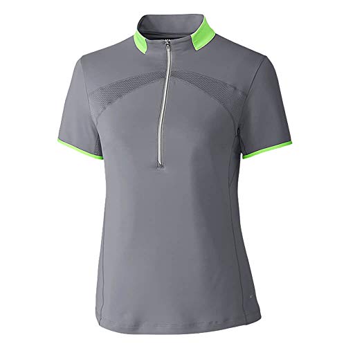 Cutter & Buck Annika Women's Moisture Wicking Drytec 50+ UPF Mock Neck Half Zip Shirt, zinc Range, X-Small
