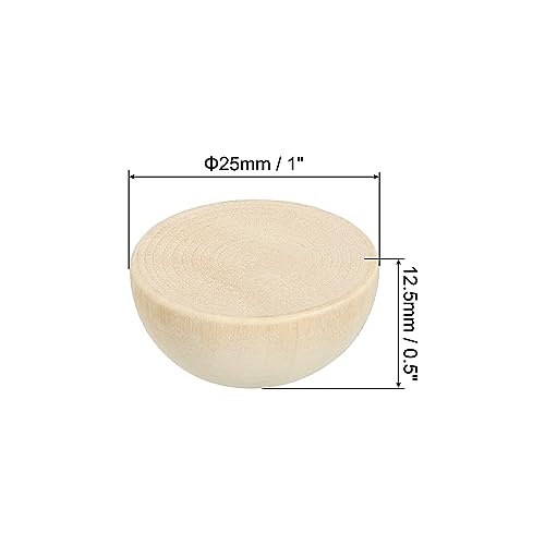 PATIKIL 25mm Half Wood Beads, 100 Pack Unfinished Natural Wooden Beads Round Split Wood Balls for Craft Art Ornaments Painting Brown - Image 2
