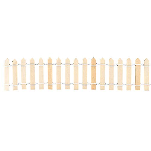 Ideen mit Herz Mini-Holzzaun | 90cm lang | zuschneidbar | kleiner Zaun zum Basteln & Dekorieren | Miniatur-Zaun für Modellbau, Puppenhaus, Terrarium, Garten, Blumentopf (Design 2 | 5cm hoch | natur)