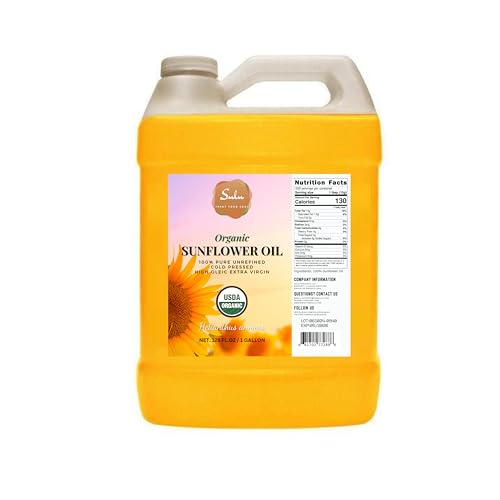 100% Pure Organic Extra Virgin High Oleic Sunflower Oil, 1 Gallon