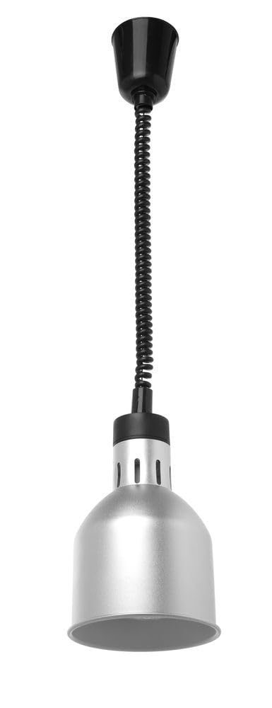 HENDI Lampada termica regolabile in altezza, cilindrica, lampada da cucina per riscaldare gli alimenti, lampada a infrarossi, 230V, 250W, ø175x(H)250mm, alluminio argento