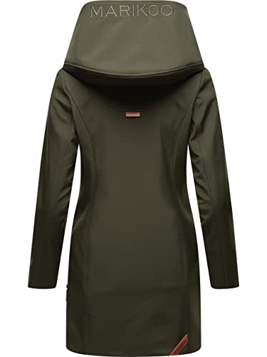 Chaqueta softshell larga para mujer MARIKOO impermeable con capucha ajustable para exterior 3
