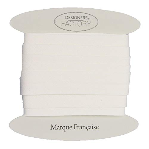 Miniatura 2 de Designers-Factory Bies De Algodón Liso De Bella Calidad - Nueva Versión Más Amplia - Bies De Costura De Algodón -Disponible En Más De 20 Colores Por 5 Metros, Blanco