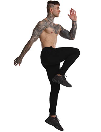 Ykb Men's Gym Jogger Pants Sport Workout Training Slim Tapered Sweatpants Running Joggers For Men Black #TOP5