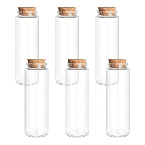 JIUYUE 6-Pack 3.04 oz (90ml) Small Glass Bottles with Cork Stoppers