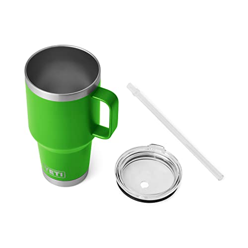 Image of YETI Rambler 35 oz Tumbler with Handle and Straw Lid, Travel Mug Water Tumbler, Vacuum Insulated Cup with Handle, Stainless Steel, Canopy Green