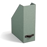 BIGSO ESTELLE Stehsammler für Zeitschriften, Magazine und Akten – praktischer Organizer aus Faserplatte und Papier in Leinenoptik – stabiler Zeitschriftenhalter mit Griff – mintgrün