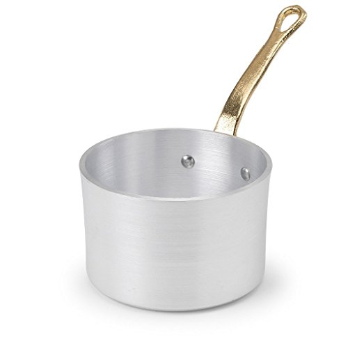 Pentole Agnelli, ALMA10510, Casseruolino Alto a Servire con Manico in Ottone, Alluminio, Argento