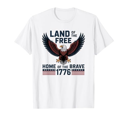 1776 USA Águila Tierra del Hogar Libre de los Valientes Patriótico Camiseta