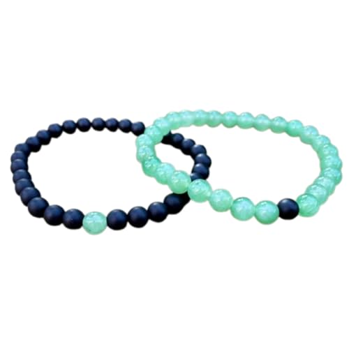 Bracelets couples agate noire et aventurine de qualité supérieure FIZA_CPL_026
