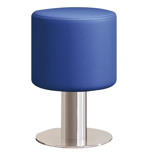 Elegante taburete de maquillaje azul con base de acero inoxidable, elegante silla de tocador para dormitorio y sala de estar, ideal para necesidades de maquillaje y vestirse