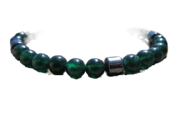 Bracelet jade vert et hématite 6mm, l'éclat des pierres naturelles de qualité supérieure