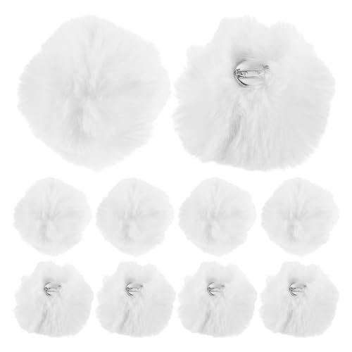 Gadpiparty 12 Stück 12 Stück Kunstfell Pompons mit Anstecknadel Weiße Bommel für Hüte Schuhe und Basteln Flauschige Schmuck Bommel für Kleidung und Rucksack
