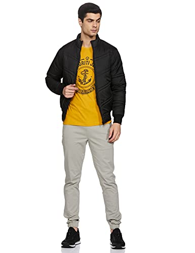 Image of Qube By Fort Collins Men's nylon Standard Length Regular Fit Quilted Bomber Jacket - Winter Warm, Insulated, Ribbed Cuffs, and Stylish Design