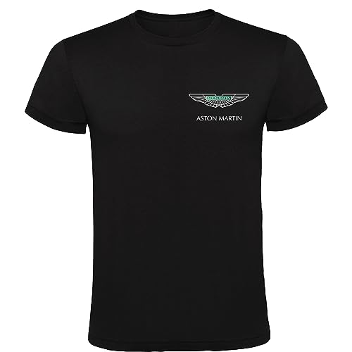 Camiseta Aston Martin T-shirt avec logo noir pour homme, 100 % coton, tailles S, M, L, XL, XXL, Noir , XL