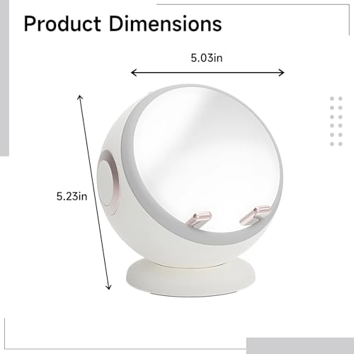 Altavoz inalámbrico blanco con espejo de maquillaje y reloj despertador digital para mesita 4