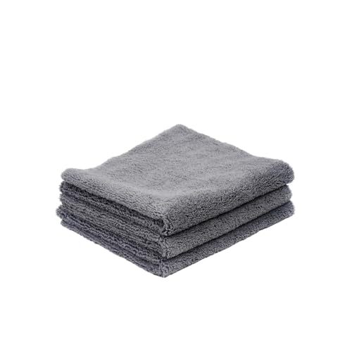 Image of MenzaPro Edgeless Duo Microfiber Cloth Light Grey 350 GSM | Pack of 3 | Short Nap Towel for Polishing, Buffing & Wax Removal | Scratch-Free, Seamless Microfiber for Car Detailing & Cleaning (40x40 cm)