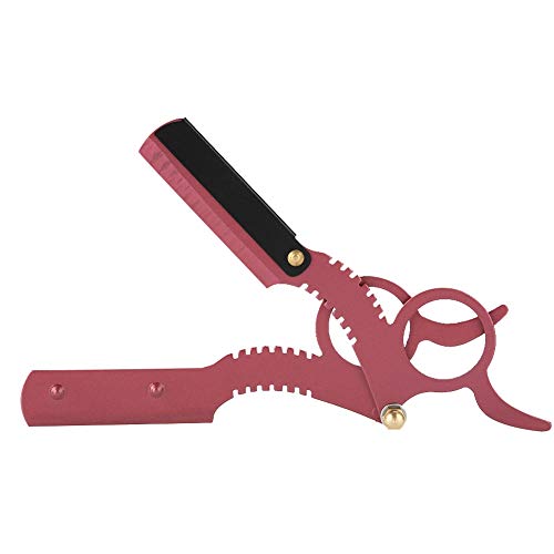 Maquinilla de afeitar recta de peluquero, navaja de afeitar clásica de barbero vintage con cuchillas fáciles Mecanismo de reemplazo Afeitado de barba Navaja de afeitar profesional (rojo)