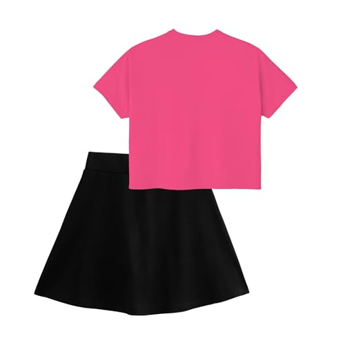 Image of KYDA KIDS 100% Pure Cotton Girls Printed Crop Top and Skirt with Attached Inner shorts Co-ords Set