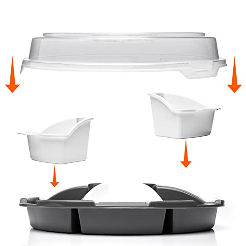 BigDean 2 Stück Snackbox mit Fächern 6 herausnehmbare Snackschalen Ø 33cm