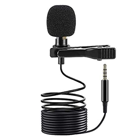 LYXMAD Auxiliary Lavalier Omnidirectional Microphone (Black) With Easy Clip On System, Perfect For Recording Voice/Interview/Video Conference/Podcast