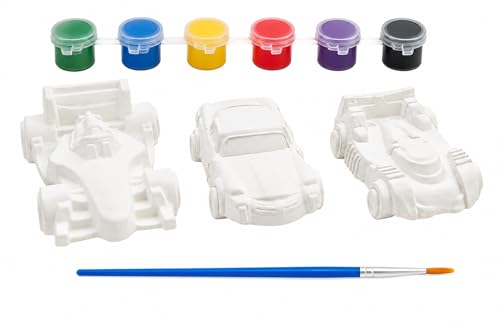 Image of EXPESIA DIY Sports Car Painting Kit for Kids, Plaster Toy Cars, with Paints and Brush, Creative Art and Craft Activity, Ages 3+ (6 Sports Cars)