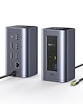 Baseus Nomos Air 12 in 1 Docking Station 2 Monitor per Windows, con 4K HDMI, 10Gbps USB-C/A, SD/TF, 100W PD, Gigabit Ethernet, Compatibile con Laptop HP/Lenovo/Dell/Acer