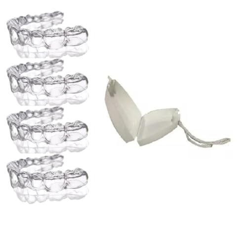 04 Placas para Bruxismo Ranger dos Dentes Miorrelaxante com Porta Estojo Cor Branco