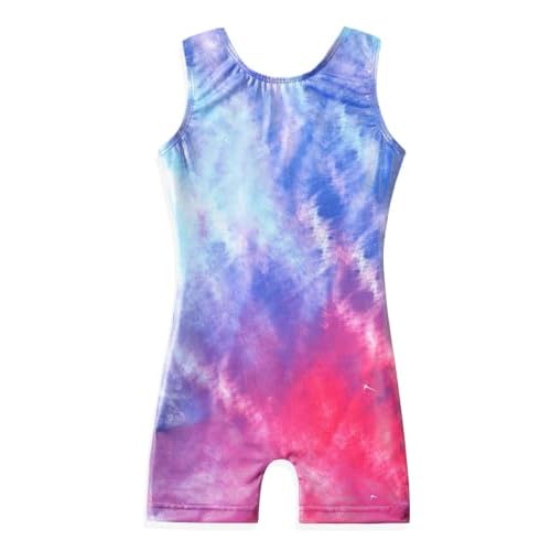 HOZIY Gymnastics Leotards for Girls Unicorn Aurora Rainbow Mermaid Dinosaur Cupcake Sparkle Biketard Toddlers Kids Children 7-8 Years Gradients Tie Dye