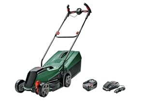 Bosch Cordless Lawnmower CityMower 18V-32 (18 Volt, 1x Battery 4 Ah, Brushless Motor, Cutting Width: 32 cm, Lawns up to 300 m², in Carton Packaging)