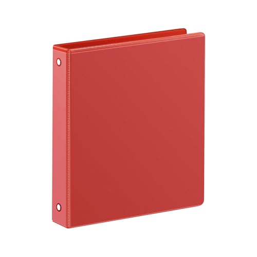 SUIN 1 Inch 3 Ring Binder Clear 1 View Presentation Binders with 2 Pockets Fits 8.5 x 11 Letter Size Durable Polypropylene Non-Stick & PVC-Free for School Office & Home (Red)