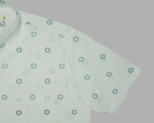 Image of GHPC Cotton Linen Printed Half Sleeves Regular Fit Formal Shirt for Men
