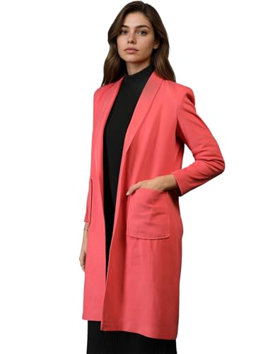 Image of CHKOKKO Women Elegant Winter Wear Warm Coat Classic Knee Length | Solid Color Design with Convenient Front Pockets | Ideal for Formal and Semi-Formal Occasions
