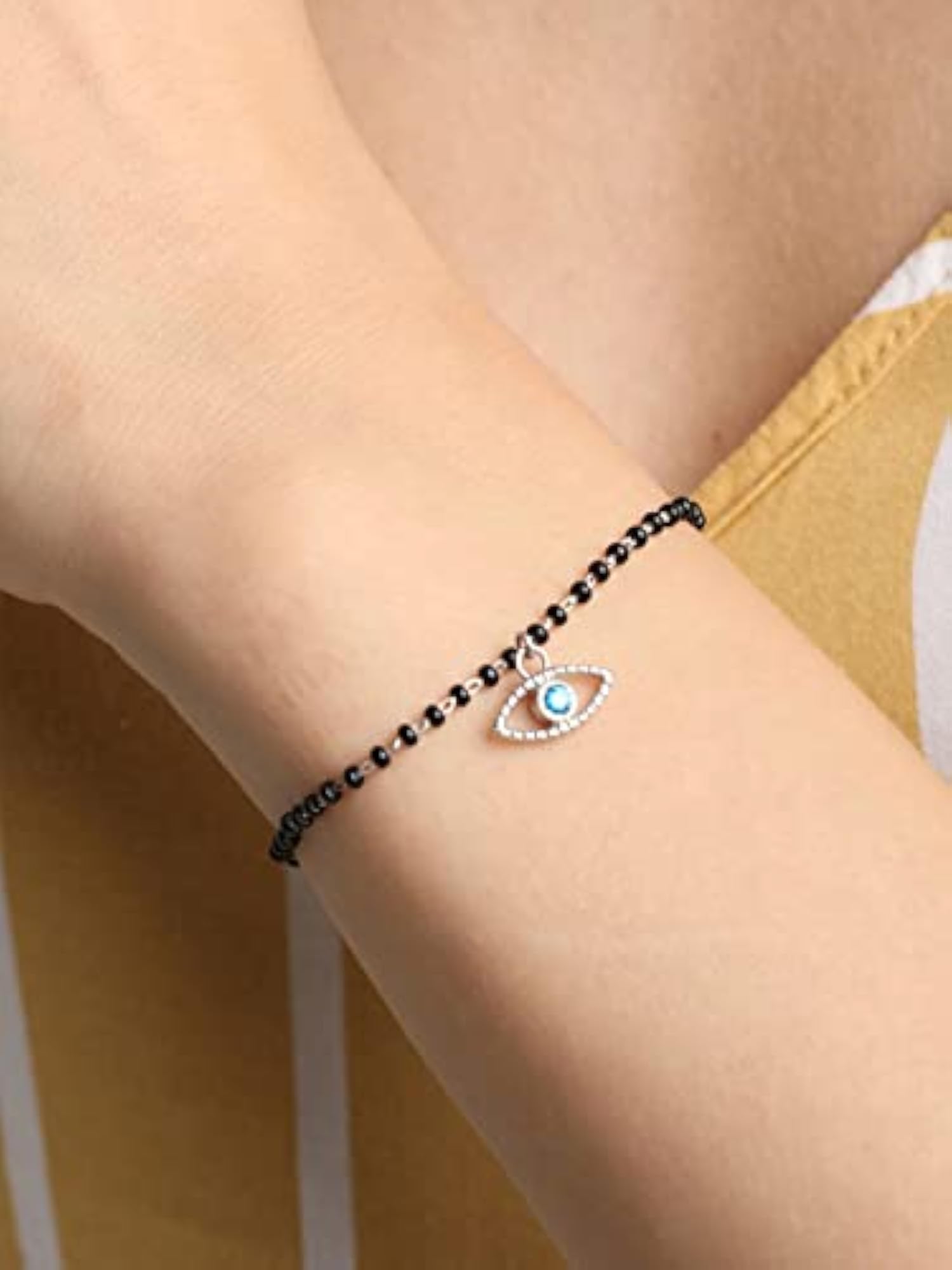 Women's 925 Silver Evil Eye Bella Hand Mangalsutra Bracelet
