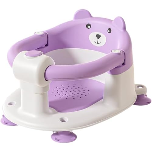 Momgla ベビーバスチェア、幼児用、ベビーシットアップバスシート、安全素材 転倒防止 滑り止め 清潔 携帯便利 背もたれ付きおふろマット 幼児入浴サポチェア お風呂チェア お座り練習 お風呂椅子 入浴補助用具 (パープル)