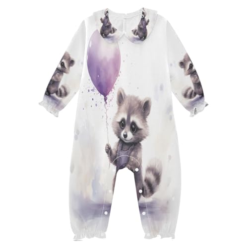 DDDIYEU Lindo Mapache Ballon Pijama de Una Pieza para Bebé,AlgodóN Manga Larga Sin Pies para Recién Nacido