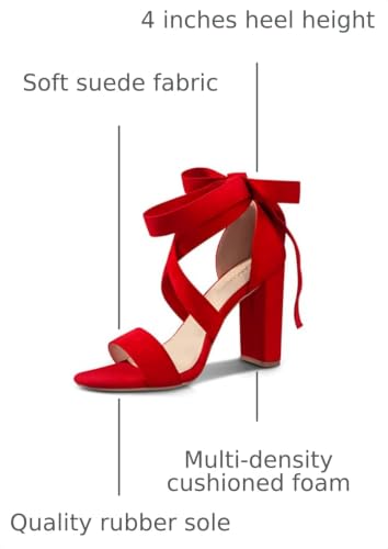 Image of Strappy Heels for Women Chunky Heels High Heeled Sandals with Lace Up Fahsion Casual Nude Block Heel Sandals