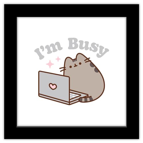 Trends International Gallery Pops Pusheen - I'm Busy Wall Art Wall Poster, 12.00" x 12.00", Black Frame Version