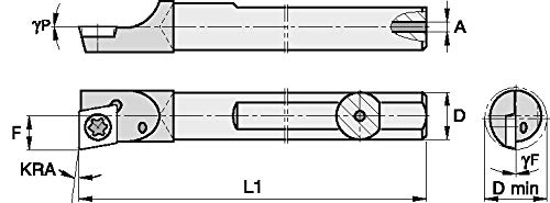 WIDIA Circle CCBI18745R CCBI Small Hole Boring Bar for Turning, -5° Angle, Carbide Shank Boring Bar, 0.1875