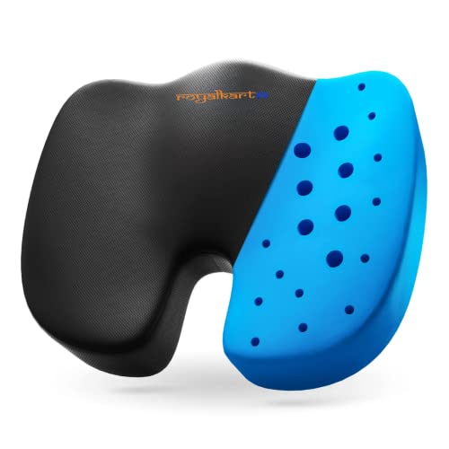 Image of Royalkart Ultimate Coccyx Seat Cushion with Cooling Effect Memory Foam & Orthopedic Design for Tailbone and Lower Back Pain, Muscular Stress, Ergonomic U-Shaped Hip Support Pillow