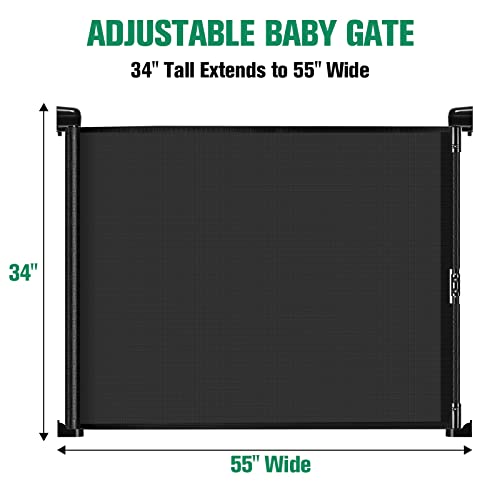 Non-Retractable Baby Gates Adjustable Baby Gate Auto-Lock Safety Gate For Babies And Pets 34" Tall, Extends To 55" Wide Mesh Dog Gate Folding Indoor Outdoor Pet Gate Child Gates For Doorways, Stairs #TOP7