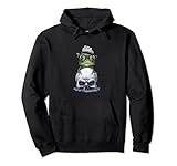 Funny Frog On Skeleton | Frog With Glasses Hat Pullover Hoodie