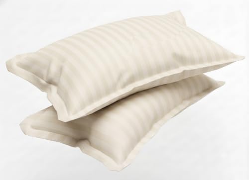 Image of Satin Striped Glace Cotton Double bedsheet with 2 Pillow Cover | Soft & Smooth Finish | Double Bed bedsheet 90 x 90 Inch | Pillow Cover 18 x 28 Inch | Breathable, Fade Resistant