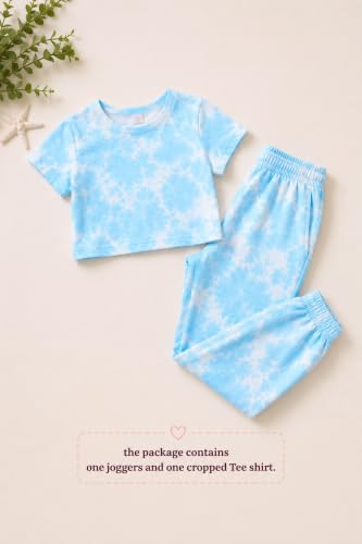 Image of Tweeny Mini Girls Kids Joggers | Tie Dye Joggers set | Track pant set | Pyajama with Crop top Combo Summer wear for Girls