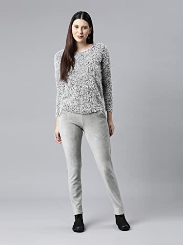 Image of GO COLORS Solid Corduroy Treggings for Women | Warmtech, Mid Rise, Side Pocket
